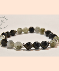 Labradorit – Ezüst fényű obszidián ásvány karkötő