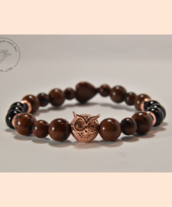 Mahagóni és Fekete Obszidián ásvány karkötő