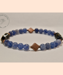 Kék kvarc – Ezüstfényű obszidián ásvány karkötő