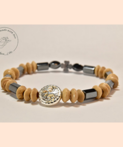 Hematit – lakozott fa karkötő