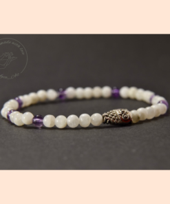 Fehér holdkő – Ametiszt ásvány karkötő